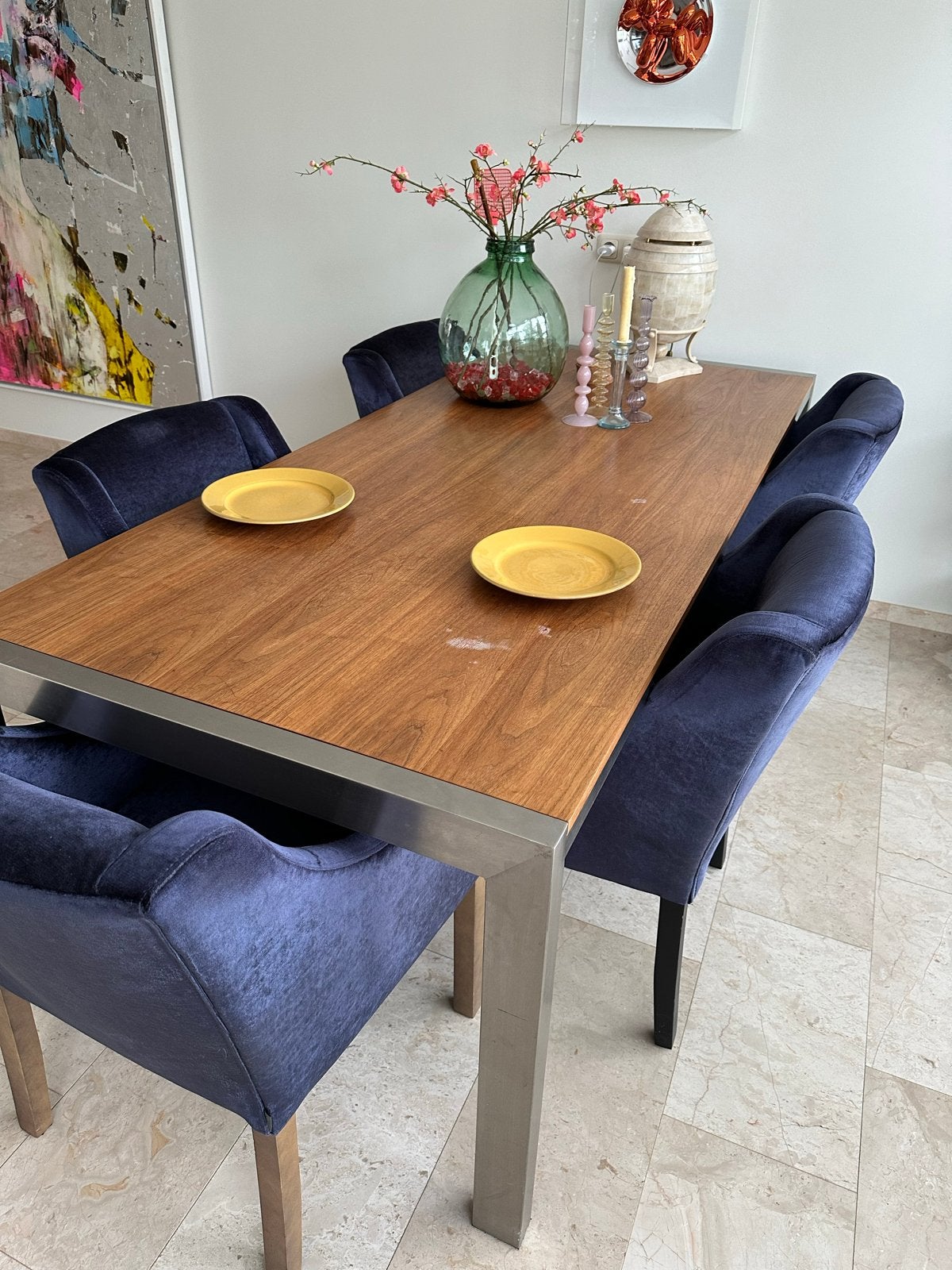 Keijzer & Co stoelen paars originele stof 5 stuks, Gebruikt, Overige kleuren, Ophalen of Verzenden, Stof