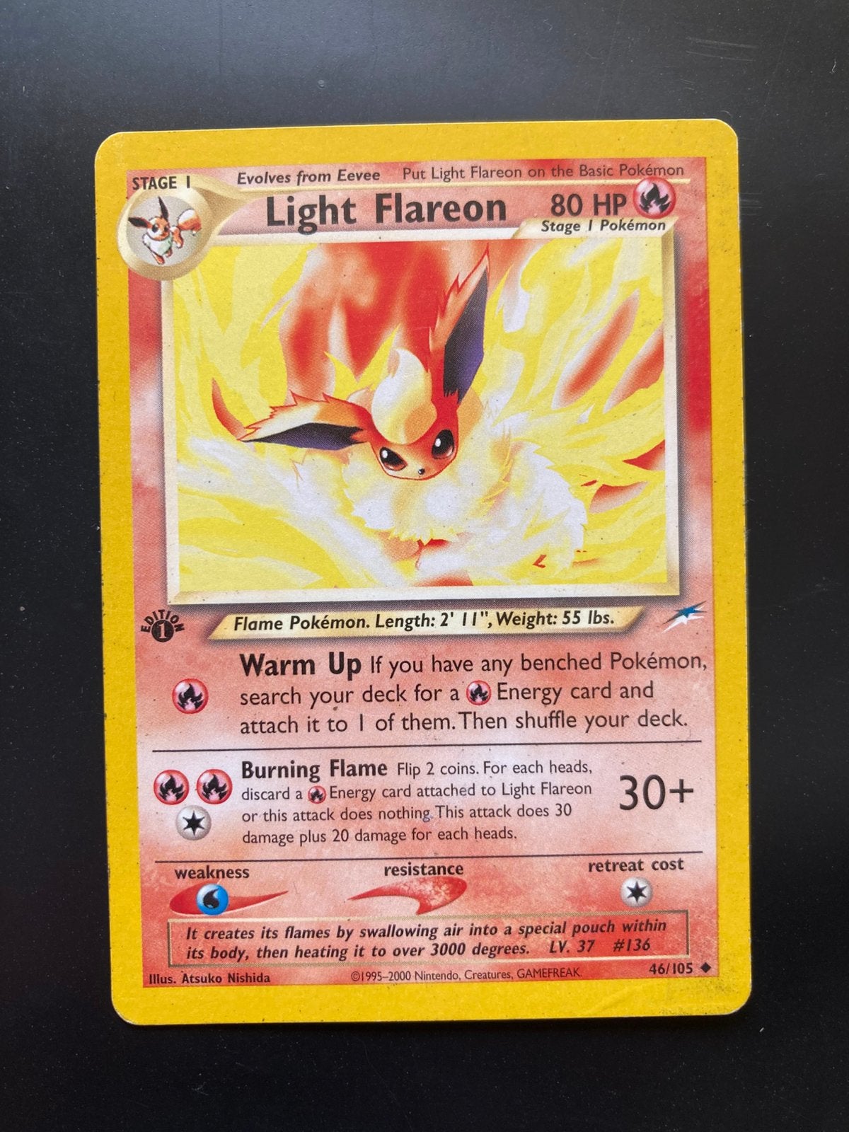 Pokemon kaart Light Flareon 1st Edition, Ophalen of Verzenden, Zo goed als nieuw