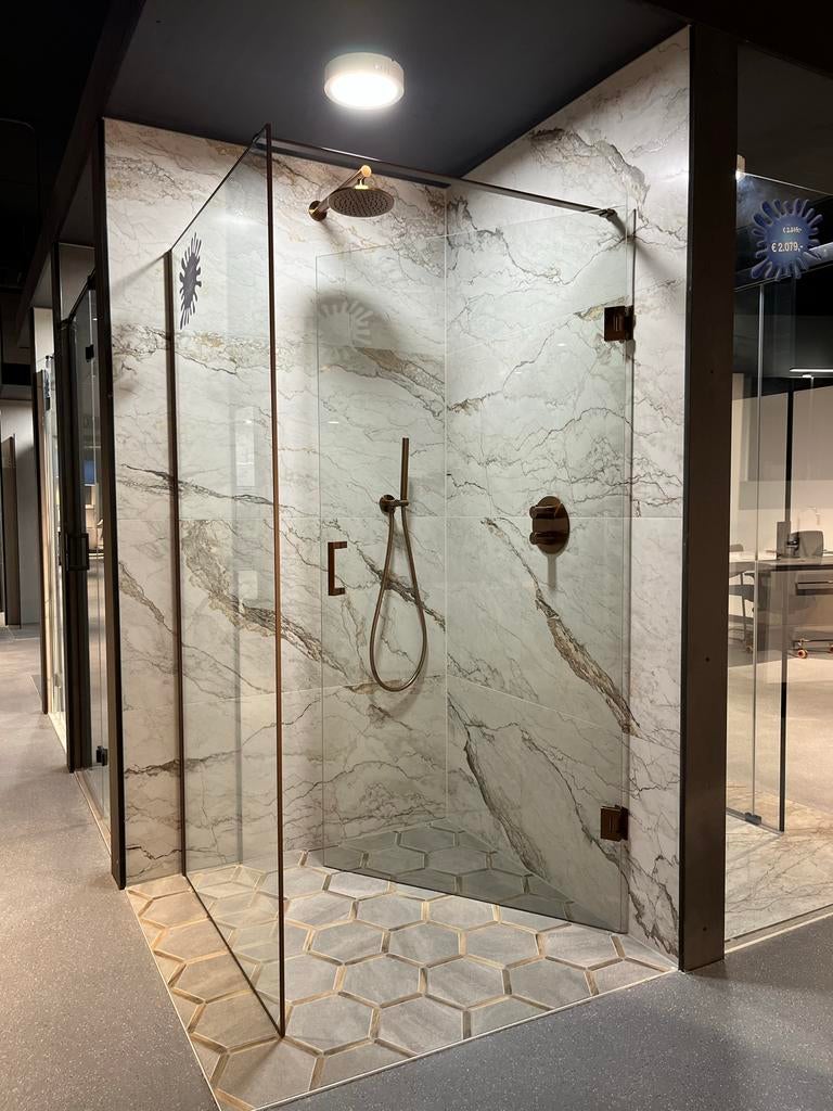 Brauer douchecabine 100x100 helder glas koper beslag, Ophalen, Zo goed als nieuw, Glas, Douche