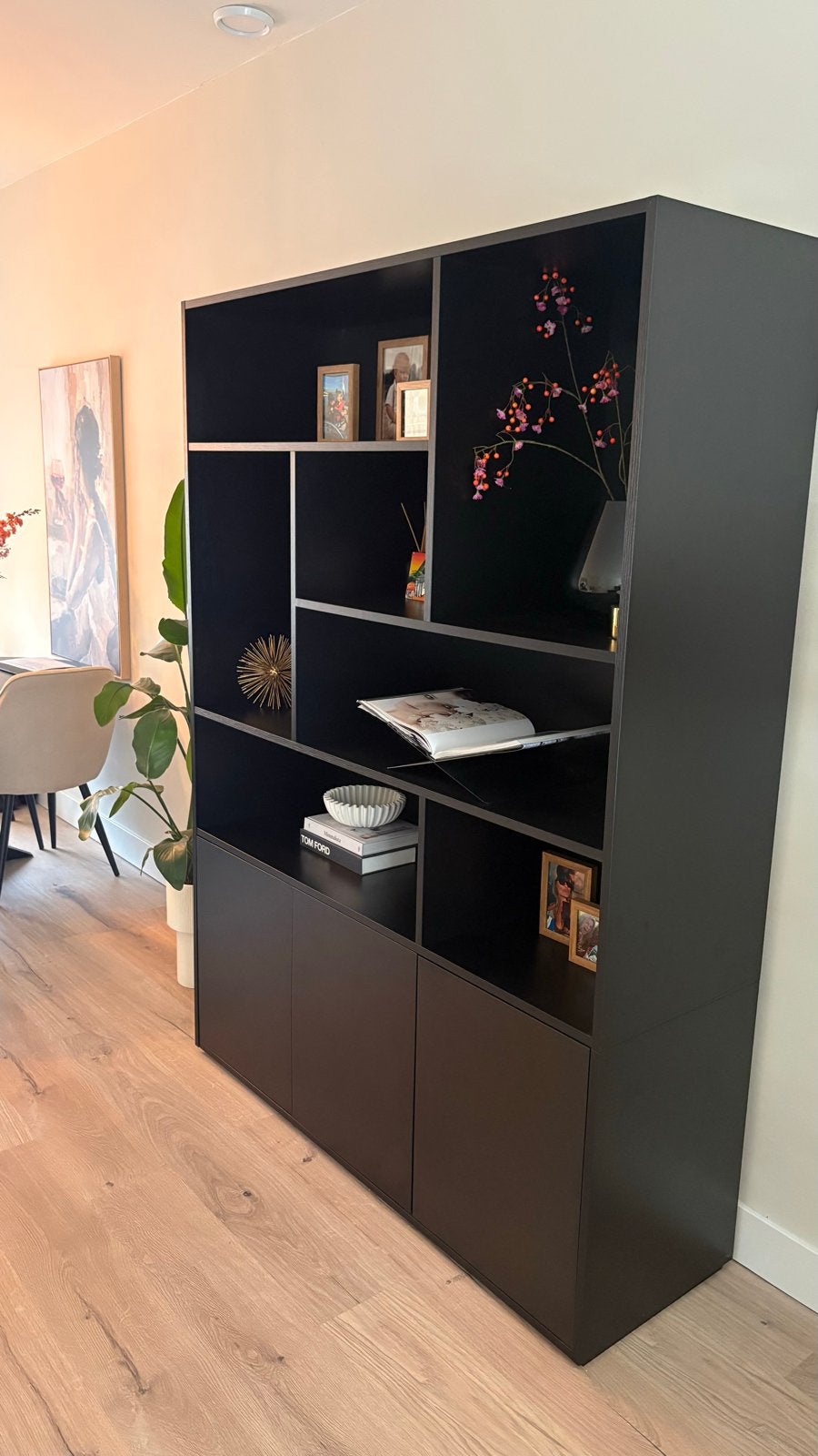 Buffetkast Madrid Goossens - Zwart, Modern Design, 100 tot 150 cm, Ophalen of Verzenden, Zo goed als nieuw, 150 tot 200 cm