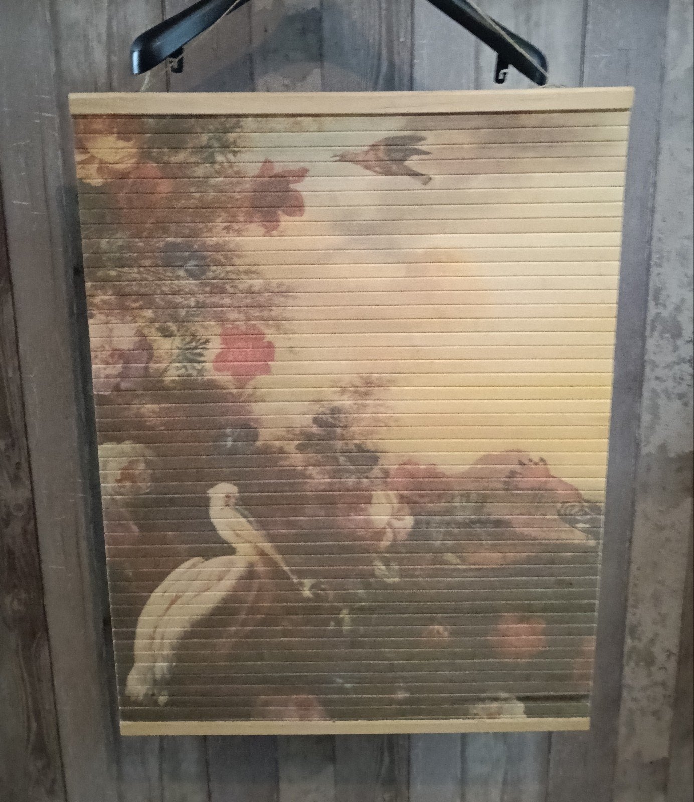 Bamboe wandkleed met bloemen en vogels - 60x80 cm, Meerkleurig, Ophalen of Verzenden, Zo goed als nieuw, Natuurlijk materiaal