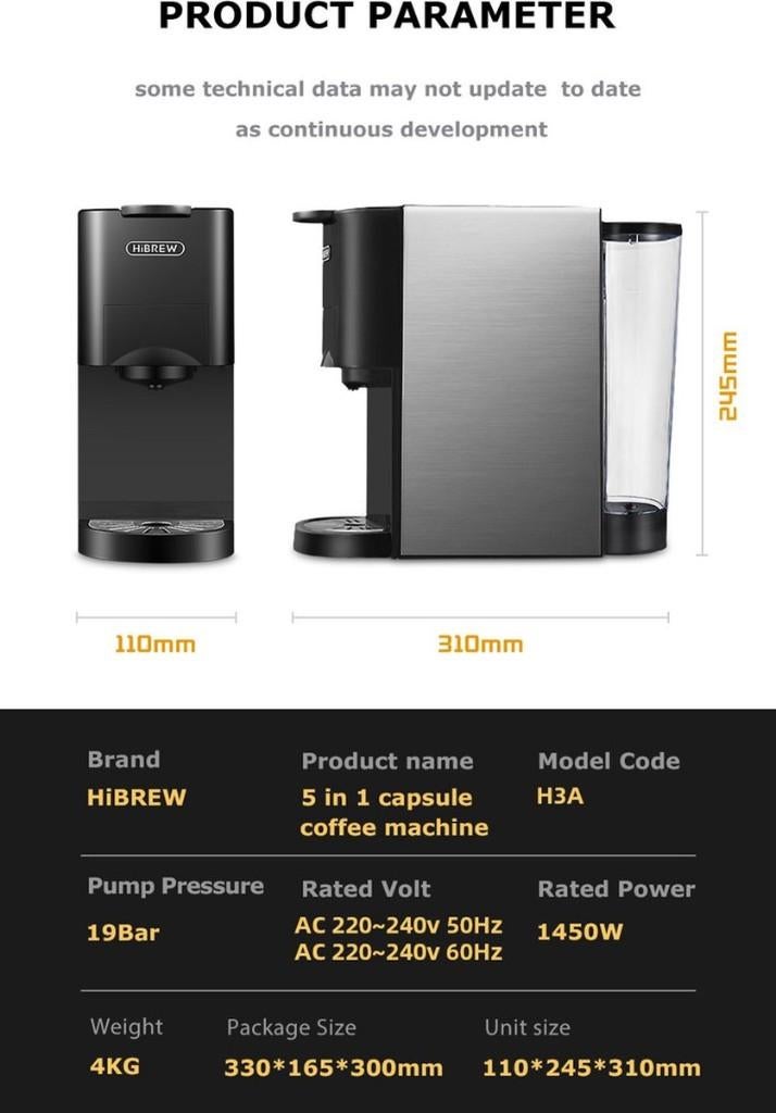 HiBREW H3A 5 in 1 Koffiezetapparaat, Huis en Inrichting, Theodoor Colenbranderhof 9, 3059LC Rotterdam, Nederland, Info@currentcomponents.nl