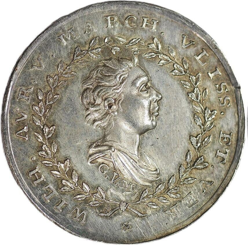 Nederland penning 1766 Willem V Vlissingen Veere EF, Ophalen of Verzenden, Zilver, Nederland