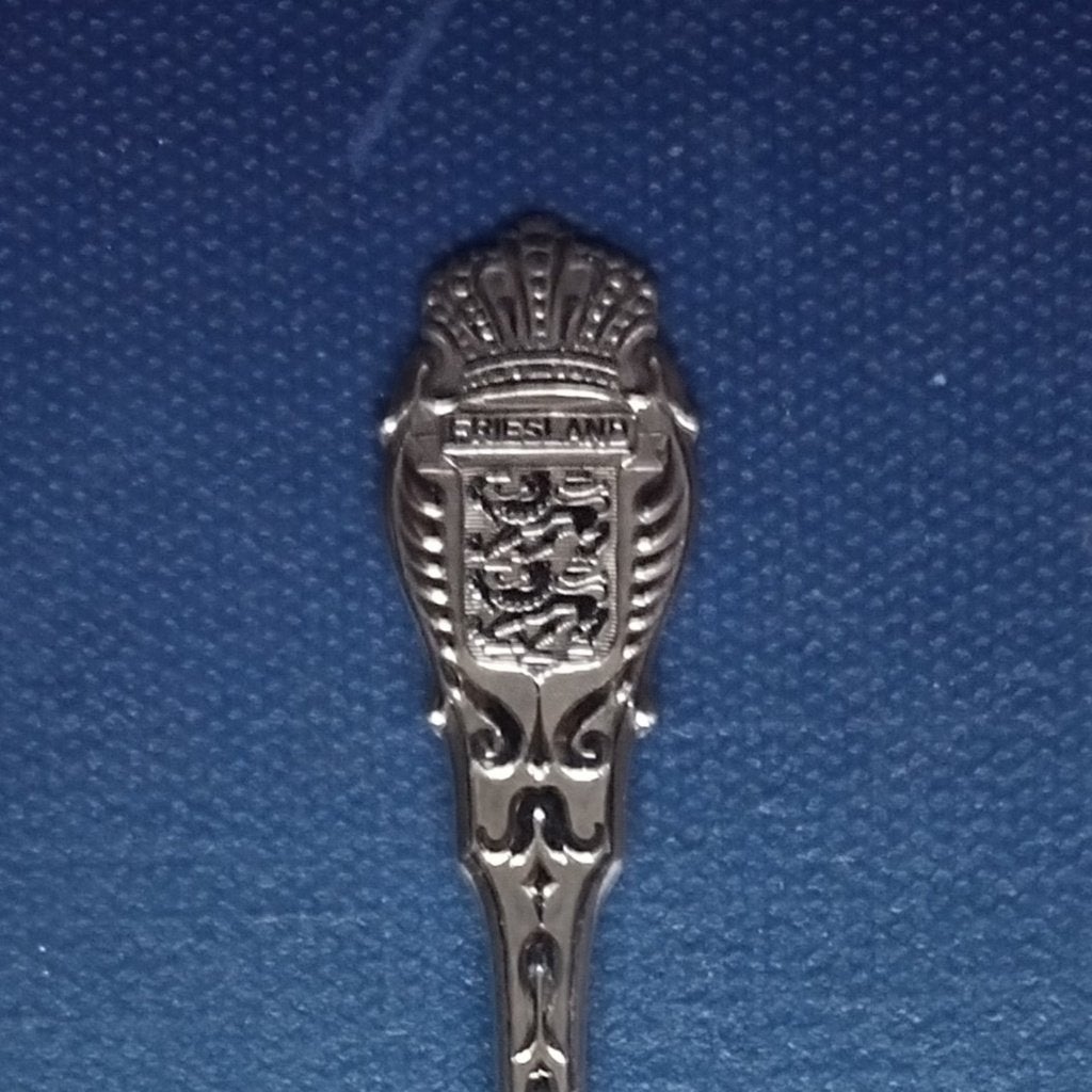 verzilverd lepeltje provincie Friesland (A kroontje H), Ophalen of Verzenden