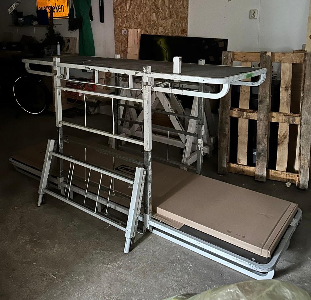 Robuuste transportkar / lange lading pallet, Doe-het-zelf en Verbouw, Transportwagens, 100 liter of meer, Ophalen, Gebruikt, Transportkar