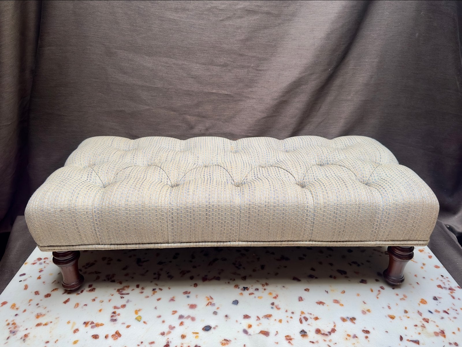 Rechthoekige Gecapitonneerde Hocker (96x42 cm), Minder dan 50 cm, Ophalen of Verzenden, Zo goed als nieuw, 75 tot 100 cm