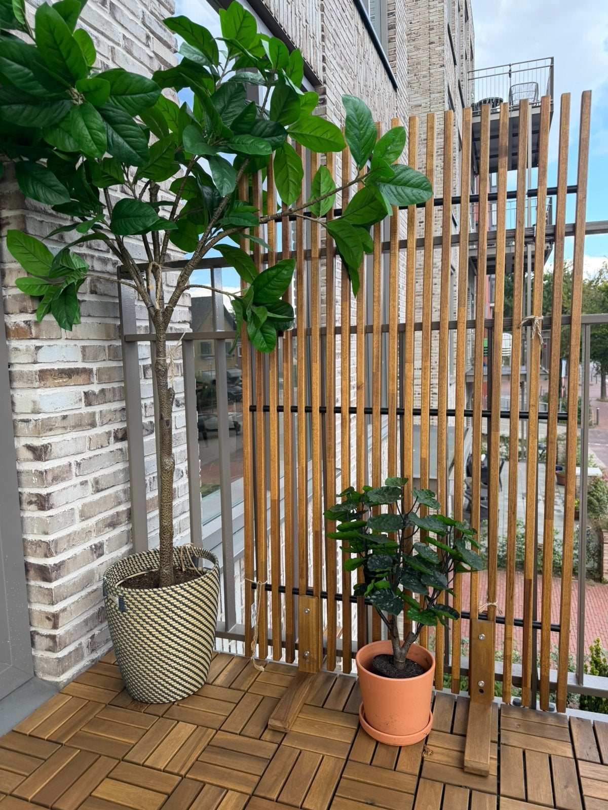 Balkonscherm Ikea Nammaro & Ikea kunstplanten in pot, Ophalen, Zo goed als nieuw, Hout