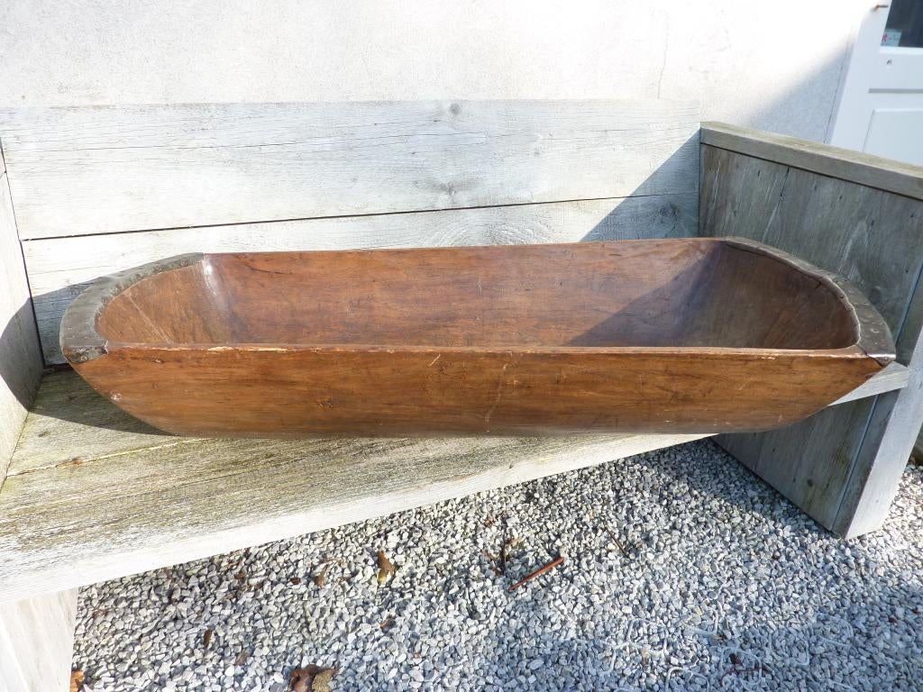 Antieke handgestoken Trog uit een stuk hout Bakkerstrocht., Antiek en Kunst, Ophalen of Verzenden