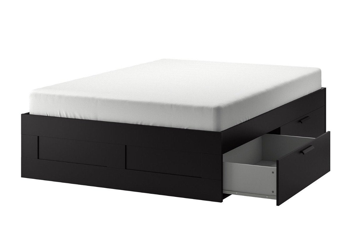 IKEA Brimnes bed 160x200cm zwart ZONDER MATRAS, Ophalen, Zwart, Tweepersoons, Zo goed als nieuw