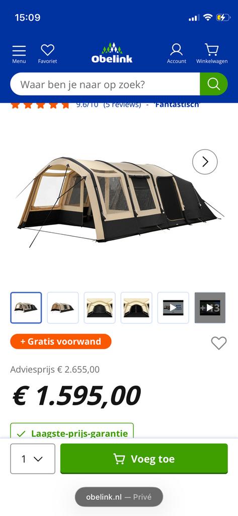 Obelink florence L 4 persoons, Caravans en Kamperen, Ophalen, Nieuw, Tot en met 4