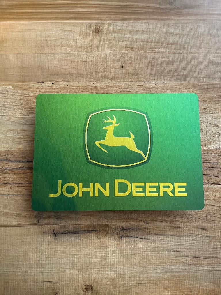 Reclamebord John Deere logo embleem, aluminium, 40x57 cm,, Ophalen of Verzenden, Nieuw, Reclamebord