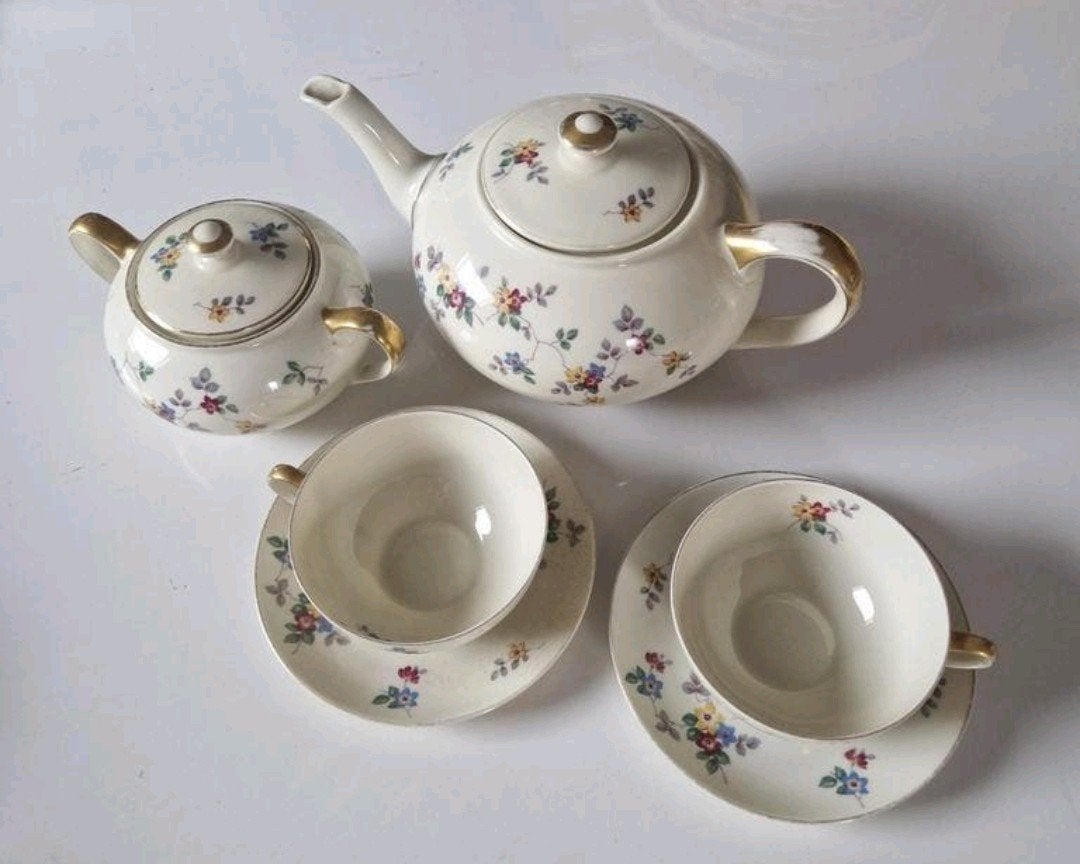 Vintage Famag Schönwald Bavaria theeservies - bloemmotief, Antiek en Kunst, Ophalen