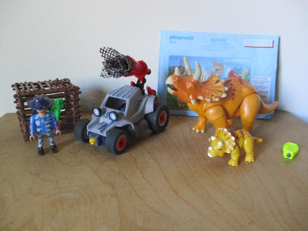 Playmobil 9434 offroad buggy met vangnet en triceratops dino, Ophalen of Verzenden, Gebruikt