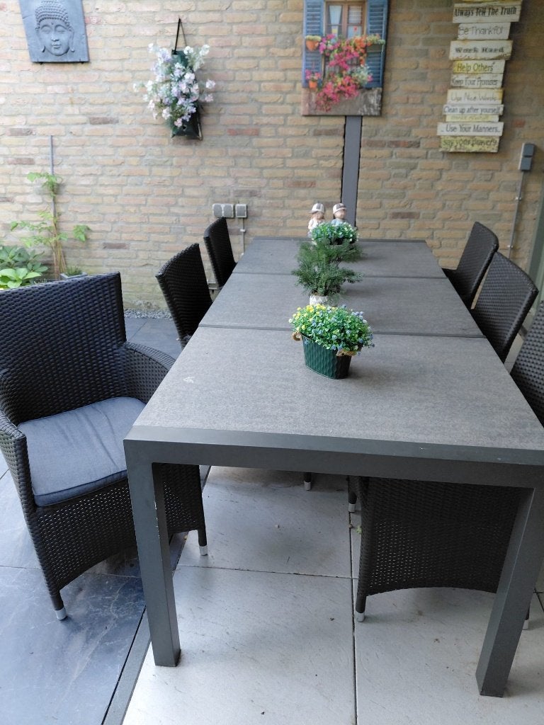 Tuintafel met 6 stoelen, Tuin en Terras, Ophalen, Gebruikt, Eettafel, 6 zitplaatsen