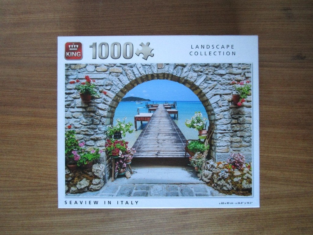 Nr.94: Puzzel van King Zeezicht in Italie Jigsaw Legpuzzel, Ophalen of Verzenden, 500 t/m 1500 stukjes, Zo goed als nieuw, Legpuzzel