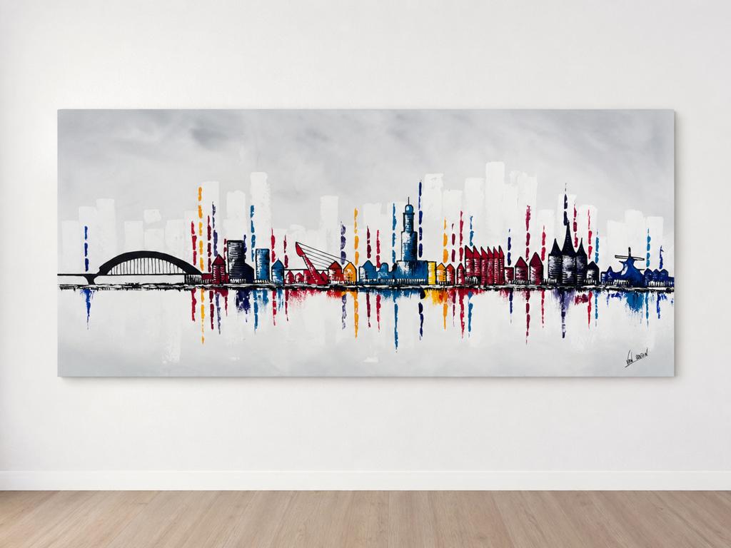 Skyline schilderij Zwolle, Antiek en Kunst, Ophalen
