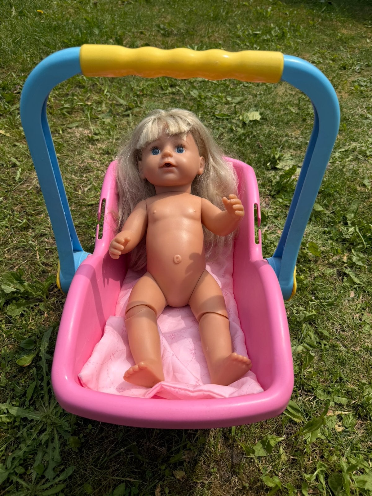 Roze poppen maxi cosi met baby born pop en draagzak, Ophalen, Gebruikt, Overige typen