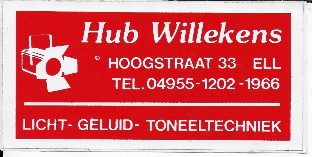 Sticker hub willekens licht geluid toneeltechniek ell, Ophalen of Verzenden, Zo goed als nieuw, Bedrijf of Vereniging