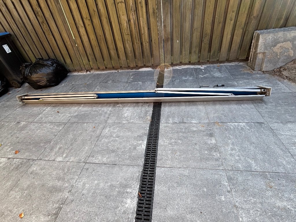 Cassette zonnescherm, Tuin en Terras, Zonneschermen, Ophalen, Gebruikt, 450 cm of meer, Knikarmscherm