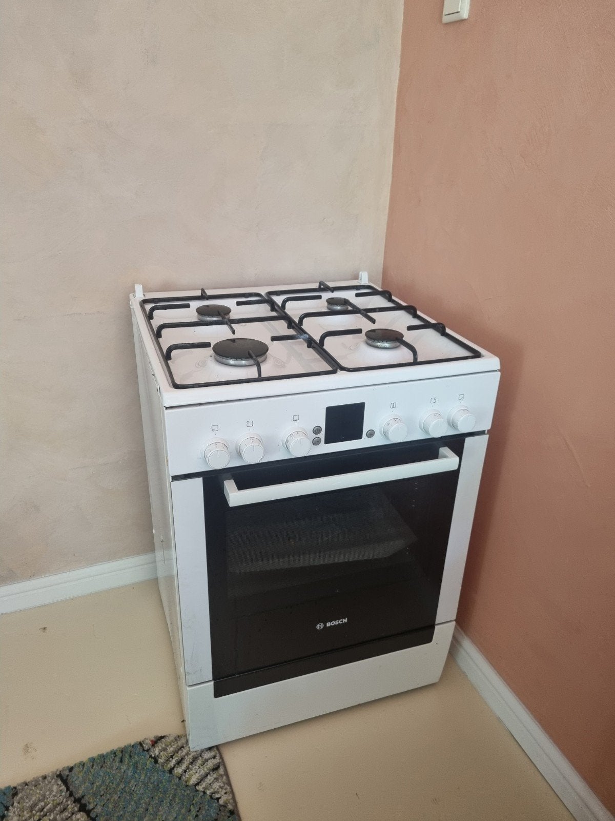 Vrijstaand Bosch gasfornuis met elektrische oven, Witgoed en Apparatuur, Kookplaten, Ophalen, Gebruikt, 4 kookzones, Gas