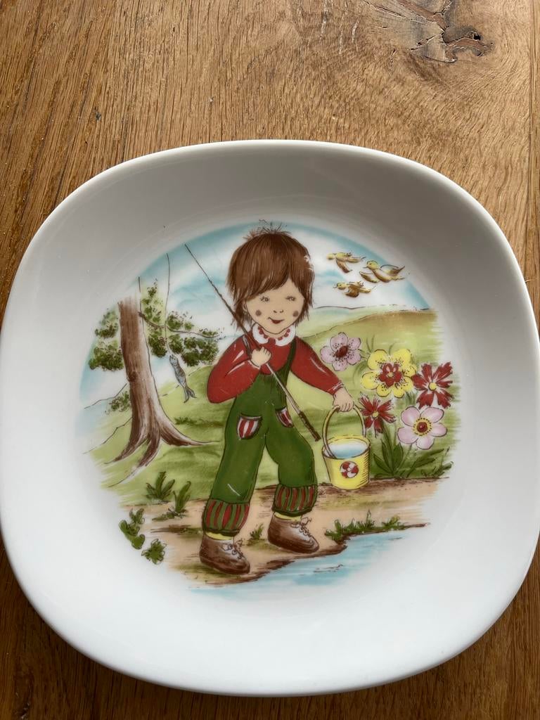 Vintage kinderbordje Schirnding Bavaria visser, Antiek en Kunst, Ophalen of Verzenden