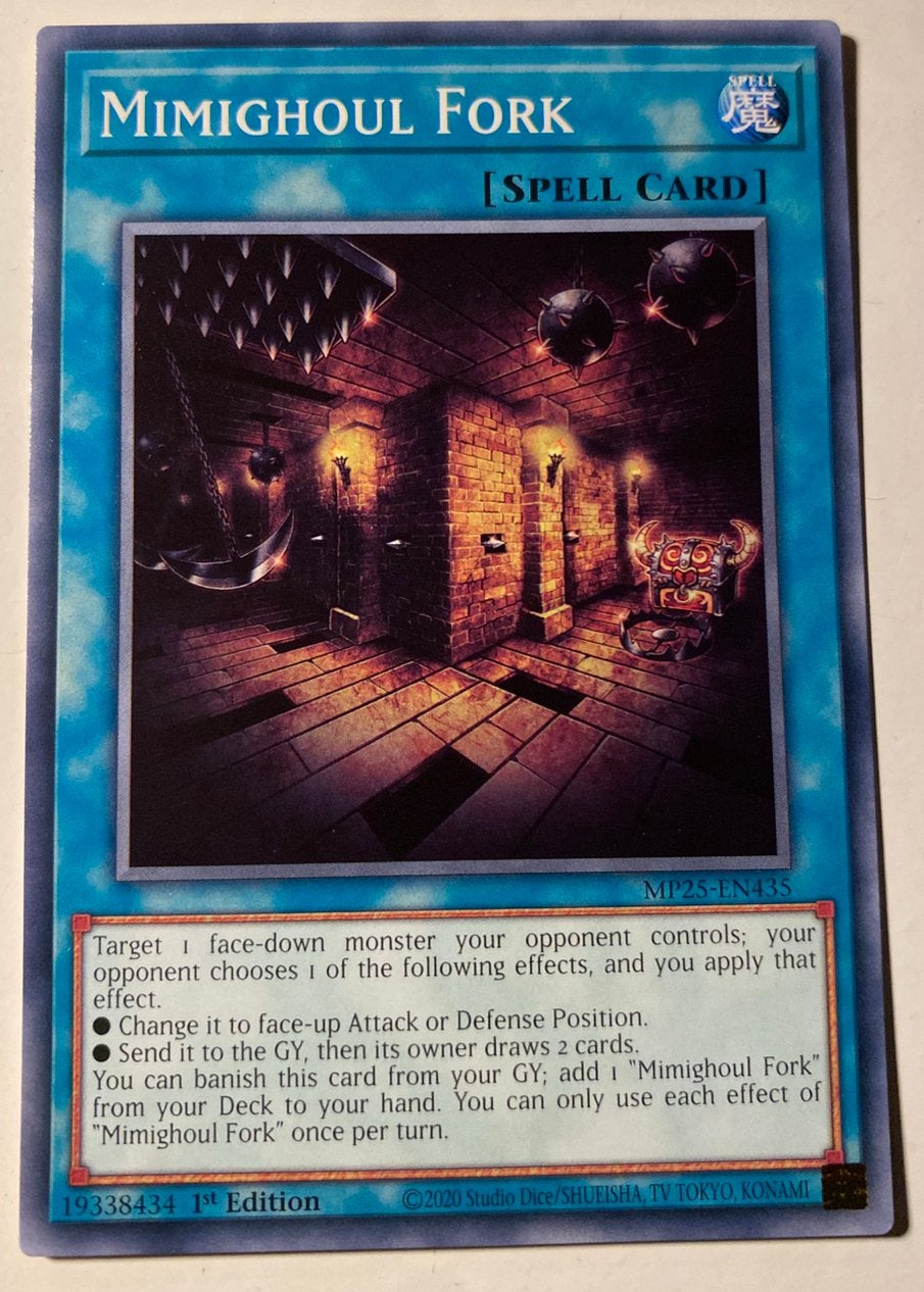 Yu-Gi-Oh! Mimighoul Fork MP25 1st Edition !, Ophalen of Verzenden, Zo goed als nieuw, Losse kaart