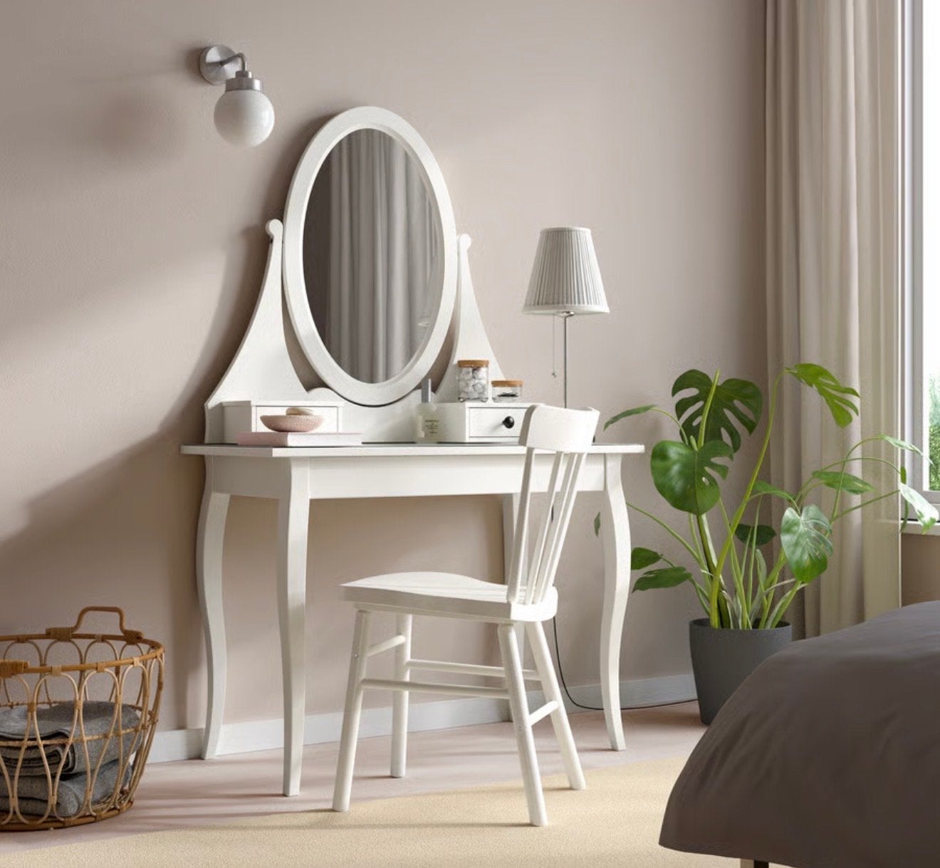 Ikea HEMNES Make-up tafel met spiegel, wit, Ophalen, Gebruikt, 50 tot 100 cm, 150 tot 200 cm
