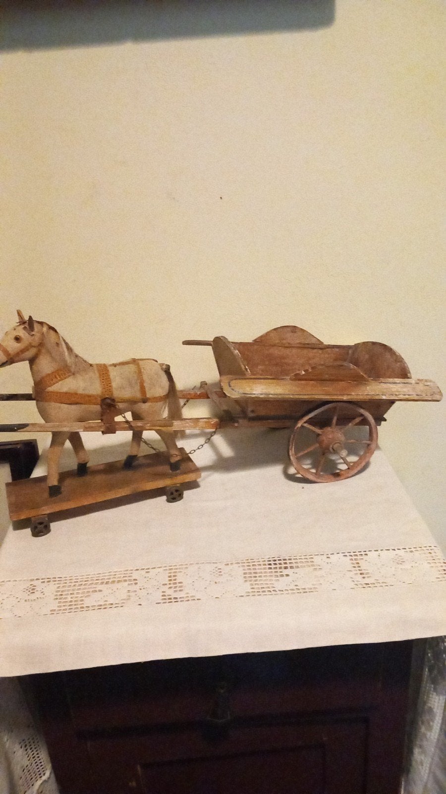 antiek paardje met karretje, Antiek en Kunst, Ophalen of Verzenden