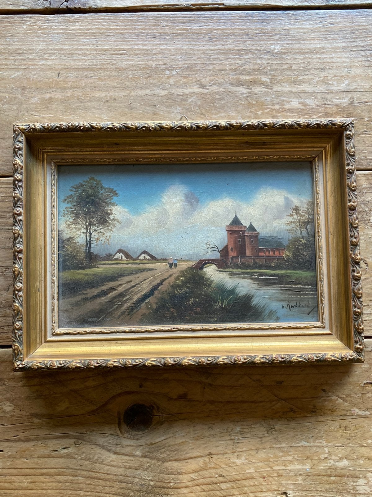 Landschap schilderij, Ophalen, Paneel, Overige technieken, Landschap