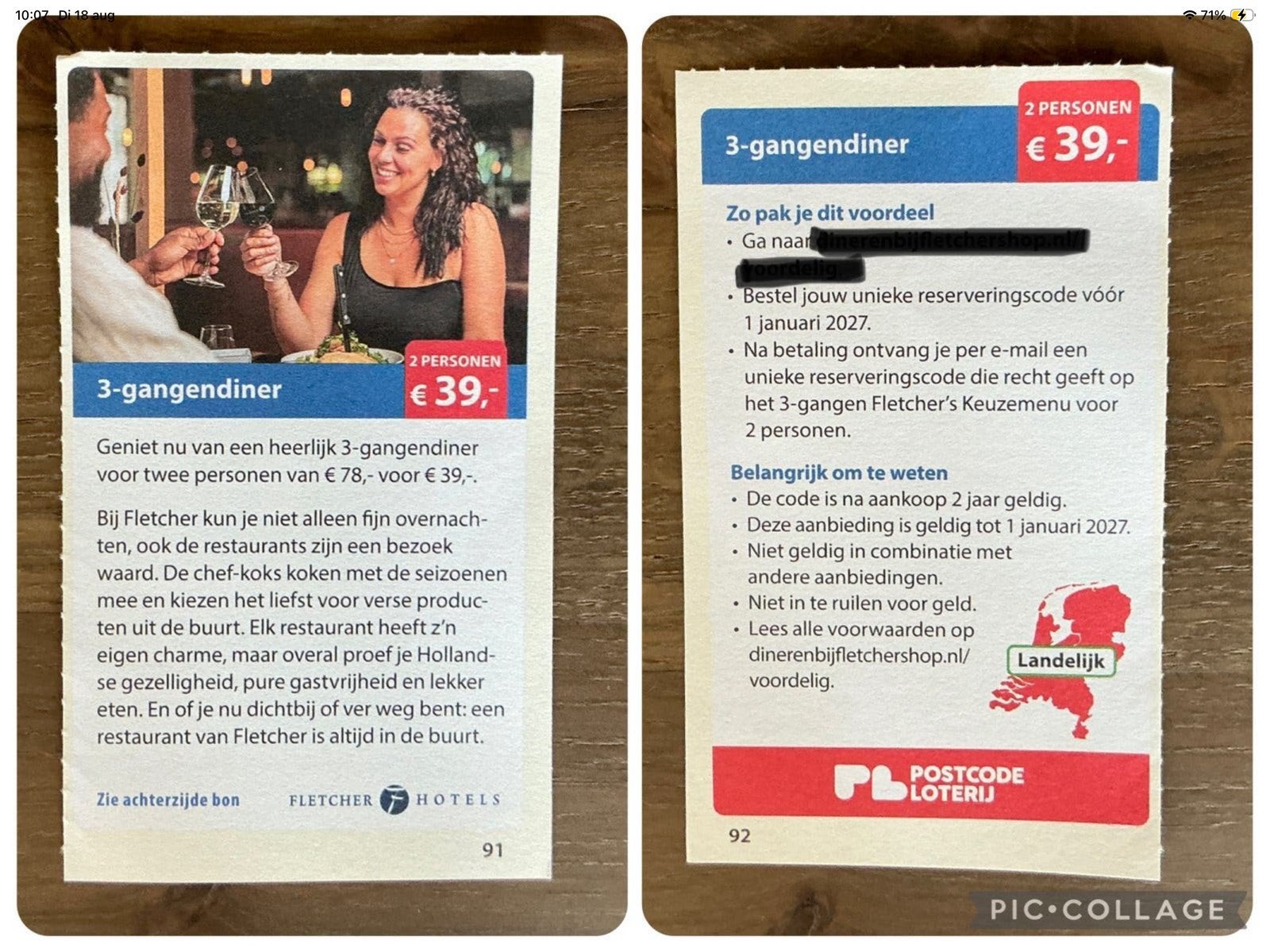 Voordeelbon 3-gangendiner bij Fletchers Hotels (KWF), Tickets en Kaartjes, Twee personen, Kortingsbon