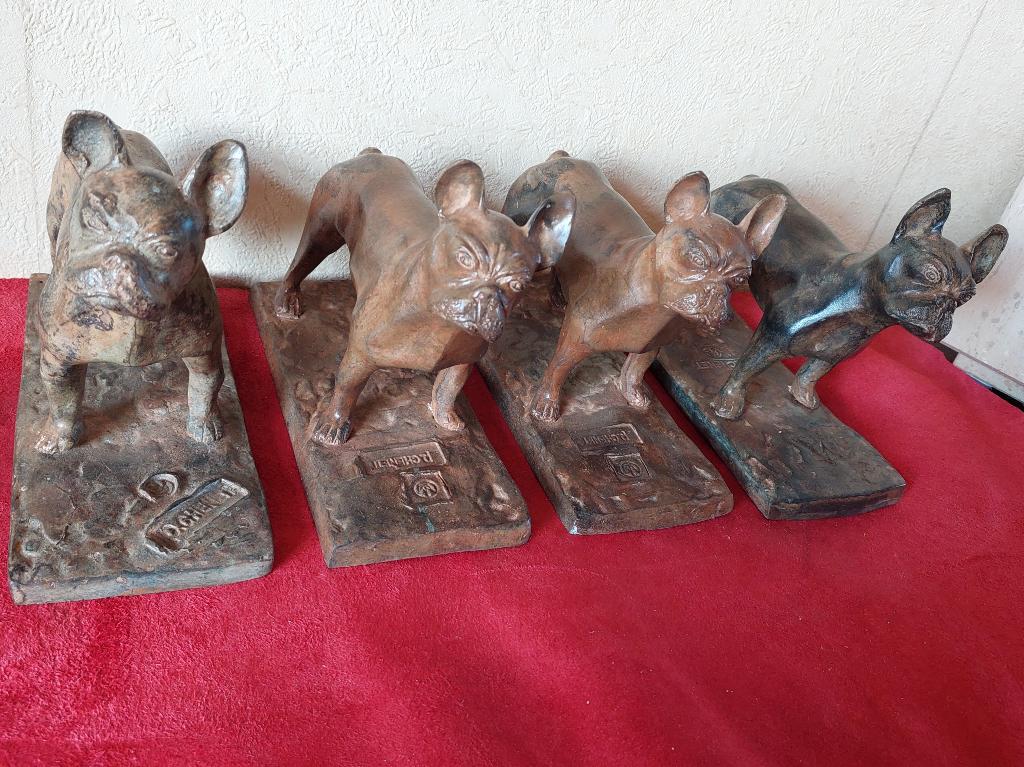 4 bronzen Franse Bulldoggen van Pierre Chenet / In één koop, Ophalen of Verzenden, Zo goed als nieuw, Dier