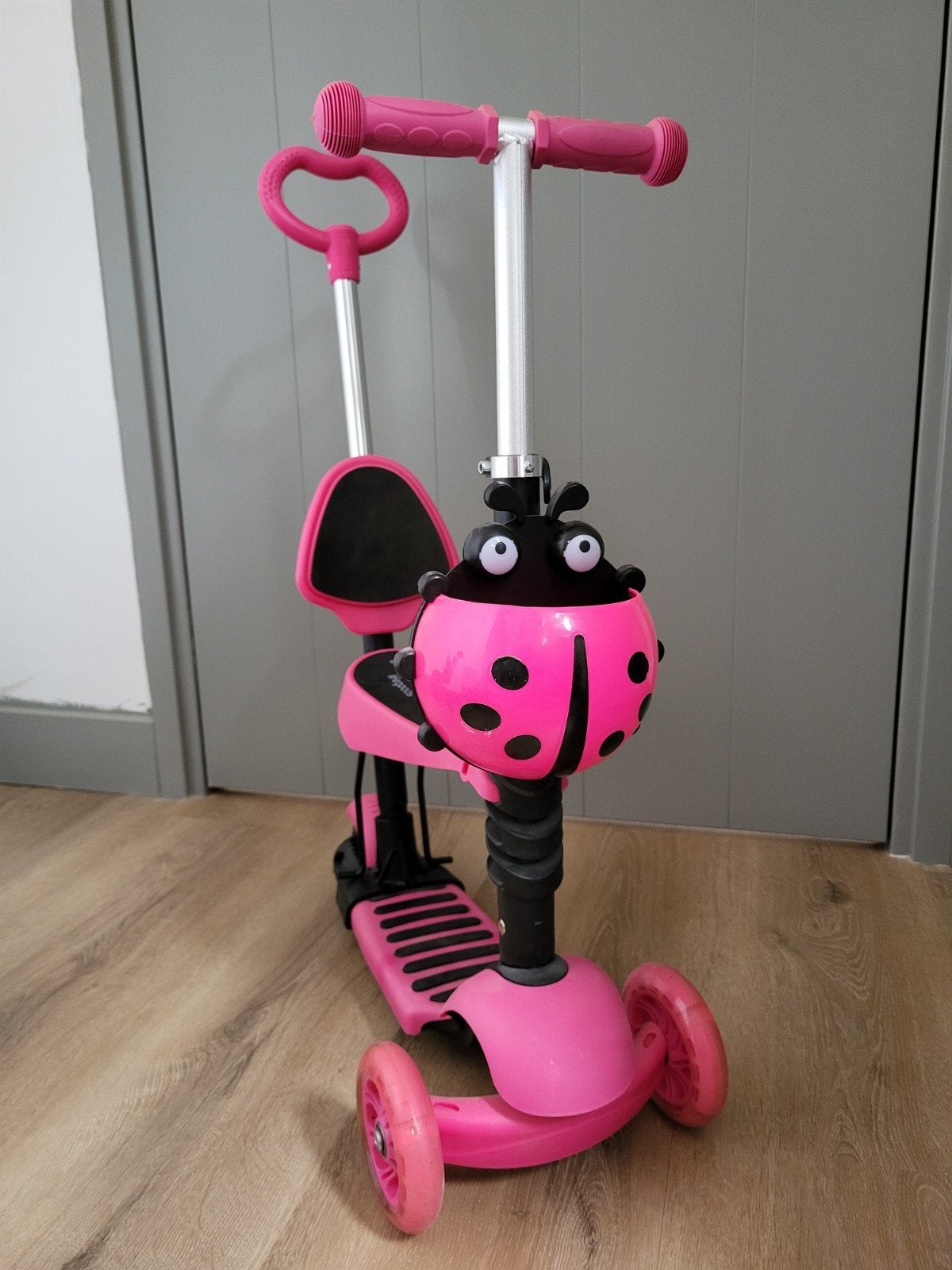 Roze kinderstep 3-in-1 met zitje en duwstang, Ophalen, Gebruikt, Gewone step, MultiRider