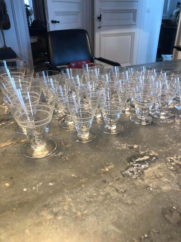 VINTAGE GLAS GLAZEN APERITIEF SERVIES, Ophalen of Verzenden, Zo goed als nieuw, Overige typen