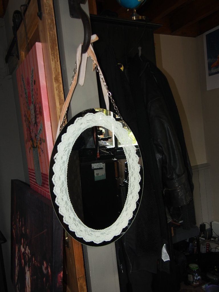 Brocante ovale hangspiegel - 56x40 cm, Ophalen, Minder dan 50 cm, Gebruikt, Minder dan 100 cm