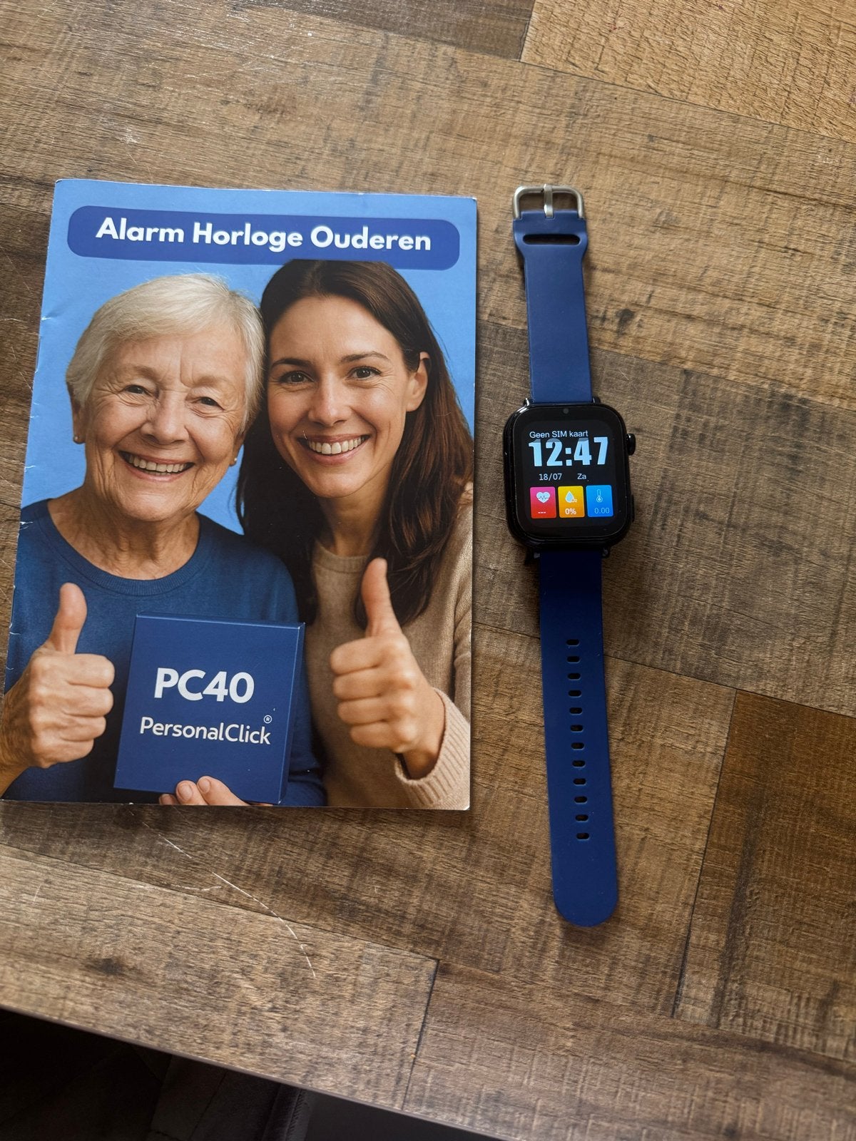 PersonalClick PC40 Alarm Horloge Ouderen - Blauw, Blauw, Ophalen of Verzenden, Zo goed als nieuw, Waterdicht