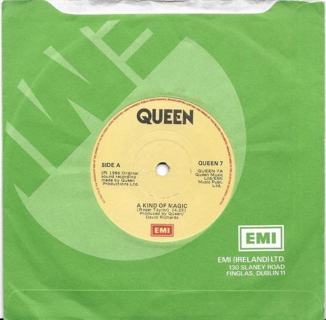 Queen 7" A Kind Of Magic 1986 Ierland, 7 inch, Ophalen of Verzenden, Zo goed als nieuw, Pop
