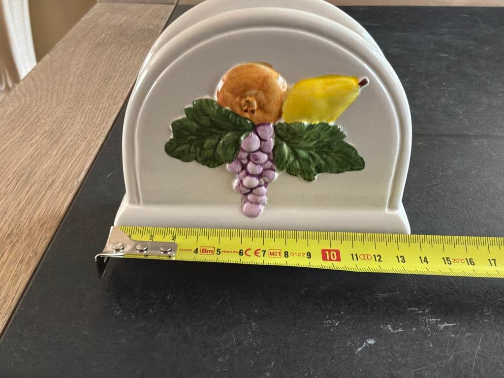 Servethouder met decoratief fruit decor, Ophalen of Verzenden, Steen/keramiek, Meerkleurig, Overige typen