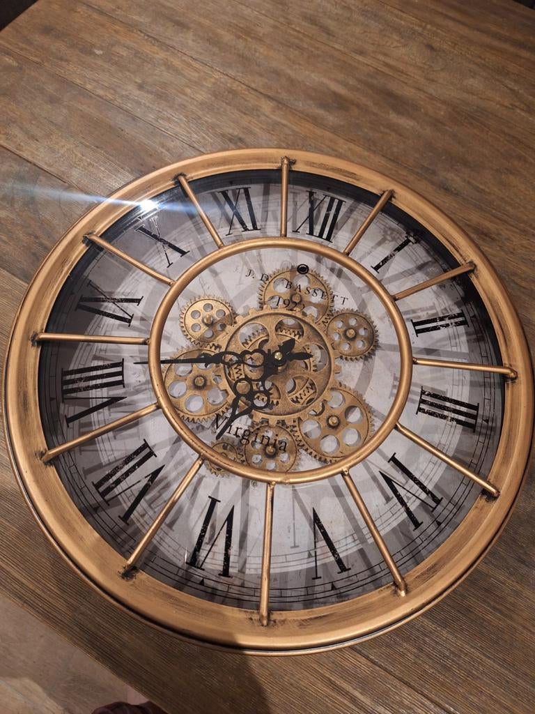 Grote Robuuste Wandklok met Zichtbare Tandwielen - 46cm, Ophalen