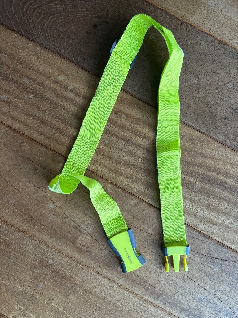 Samsonite kofferband / bagageriem geel NIEUWSTAAT €9,95, Overige materialen, Ophalen of Verzenden, Zo goed als nieuw, 70 cm of meer