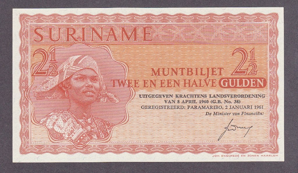 Suriname - 2½ gulden 2 JANUARI 1961 UNC  -P117a, Verzenden, Zuid-Amerika