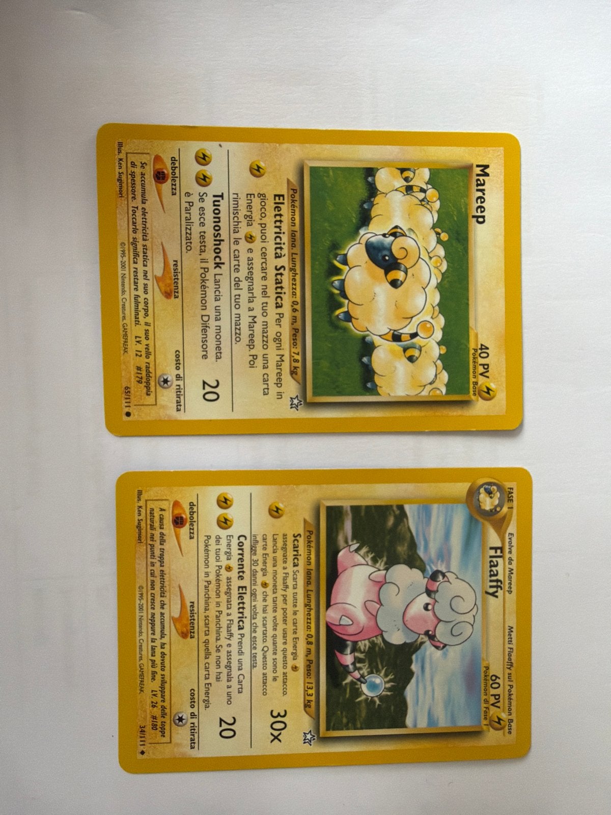 Pokémon Kaarten: Mareep en Flaaffy (Italiaans), Ophalen of Verzenden, Gebruikt, Meerdere kaarten