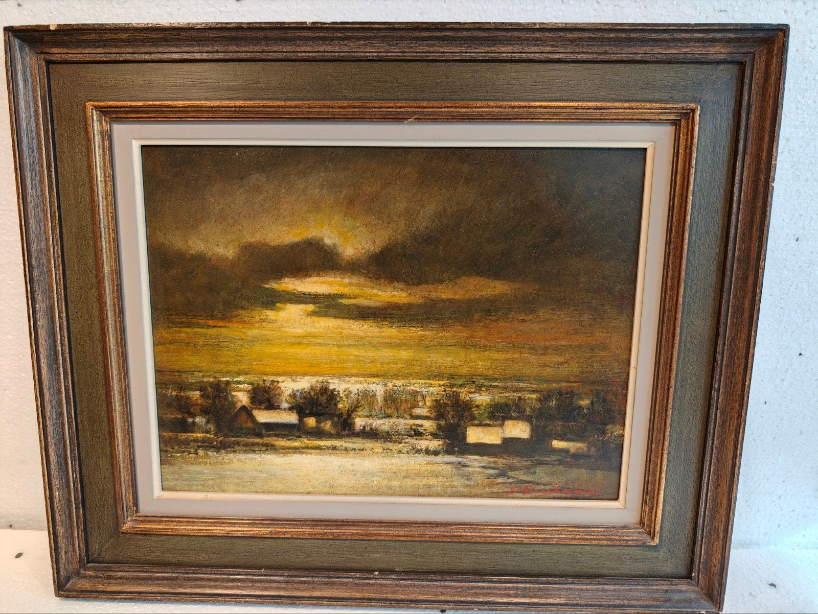 Juliaan Van Gaubergen - Scherpenheuvel  bij zonsondergang, Antiek en Kunst, Ophalen of Verzenden
