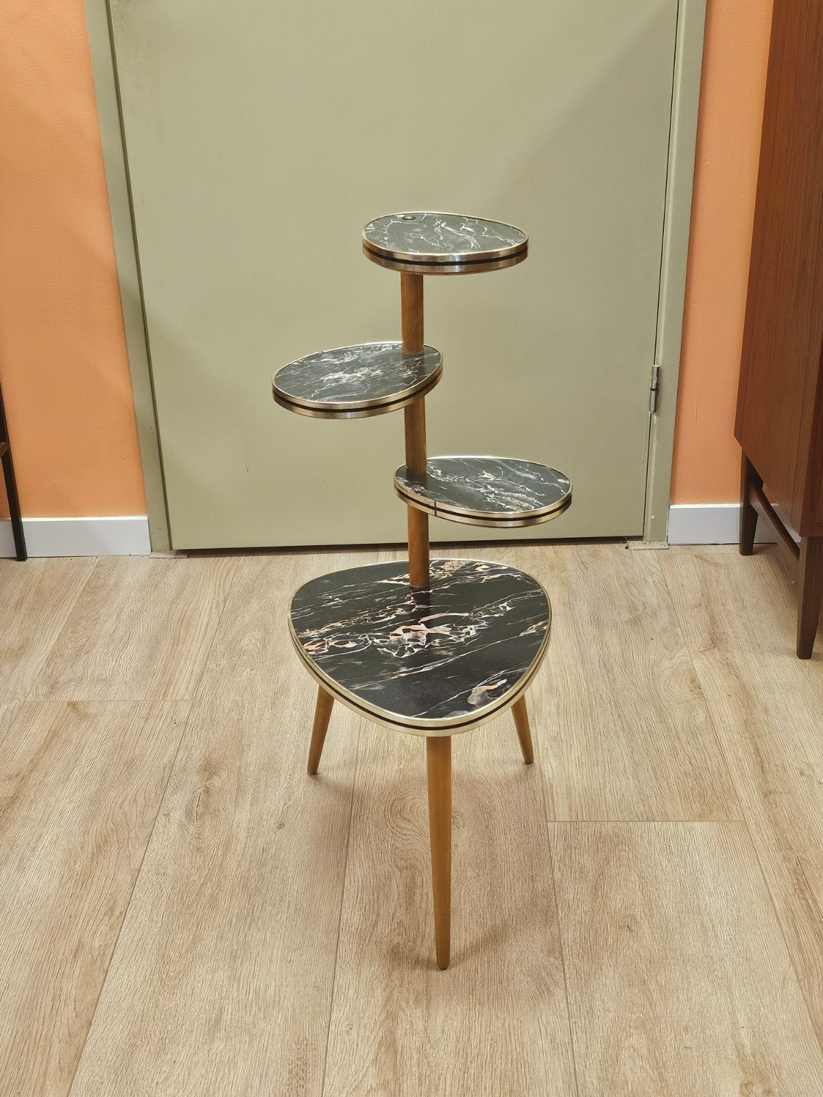 Vintage Plantentafel Bijzettafel Tafeltje Marmer, Ophalen of Verzenden