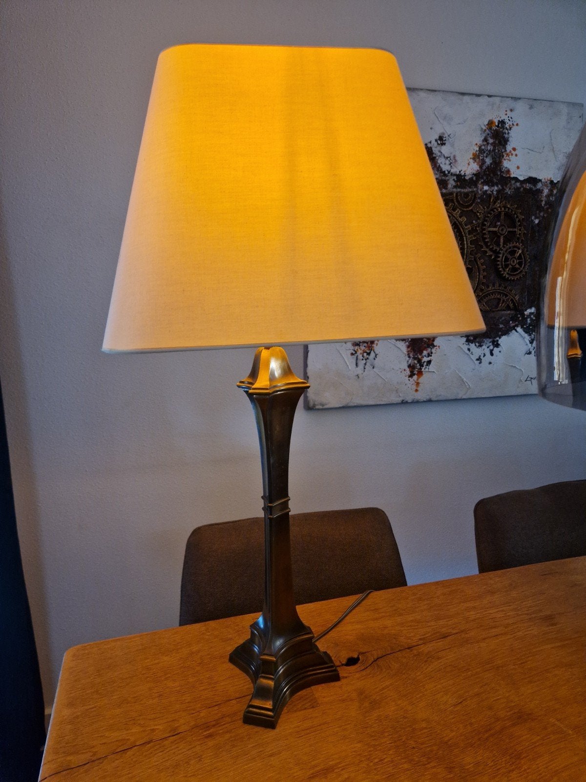 Vintage Kullmann Tafellamp (groot) Messing/Brons met kap, Overige merken, Goud, 80 cm, Met schakelaar