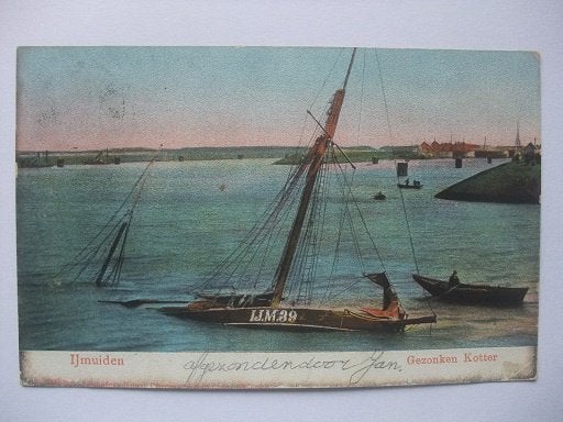 R35 IJmuiden - Gezonken Kotter - 1902, Verzenden, Voor 1920, Gelopen, Noord-Holland