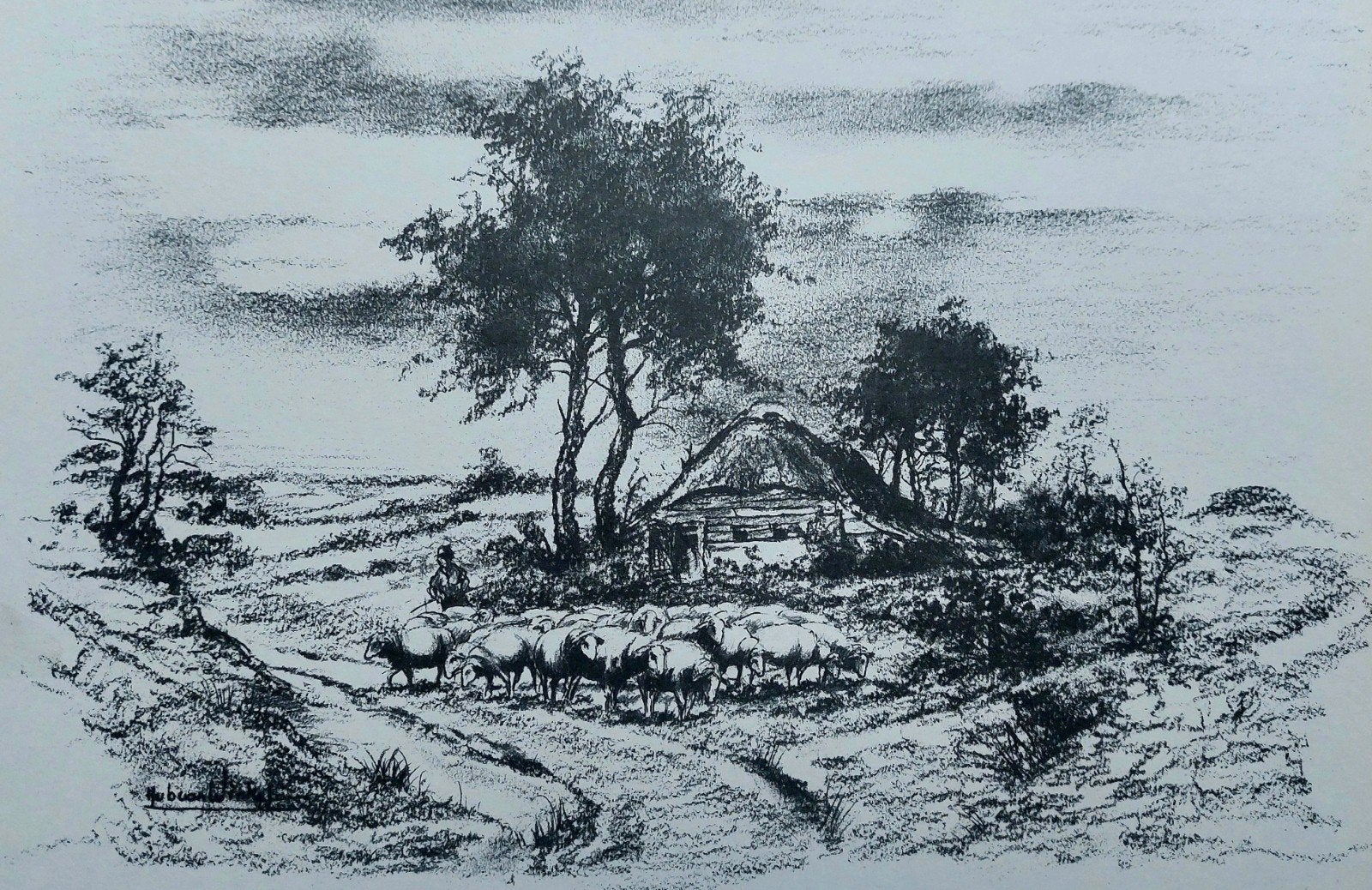 Originele tekening... Hub van Winkel ...Budel/ Cranendonck., Ophalen of Verzenden
