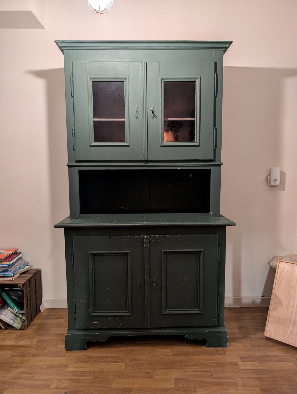 Vintage Servieskast - Groen, 110x55x192 cm, Ophalen