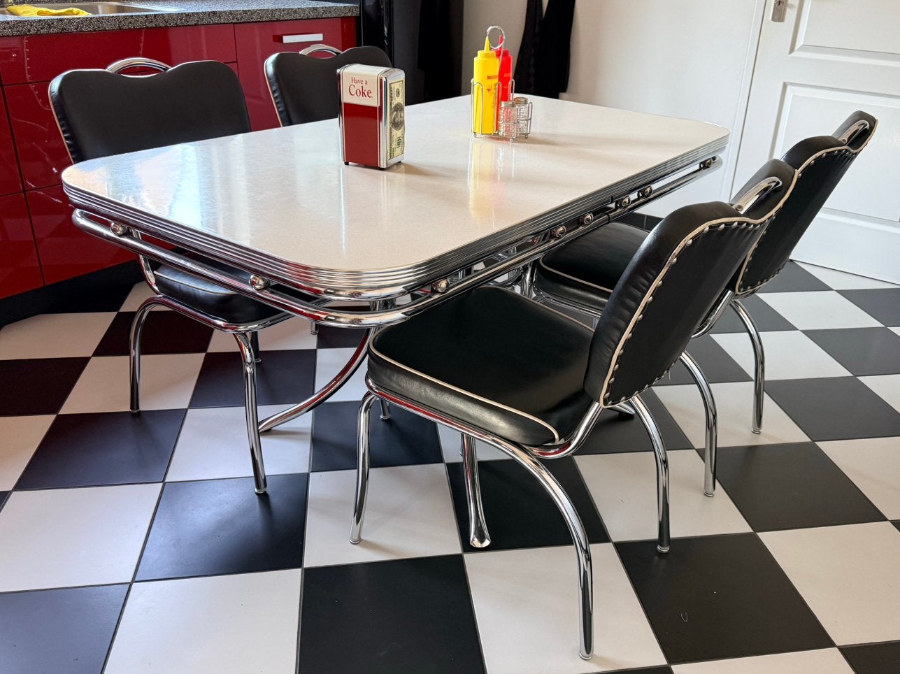 *American diner set Bel Air*, Huis en Inrichting, Ophalen, Gebruikt, Zwart, Vier
