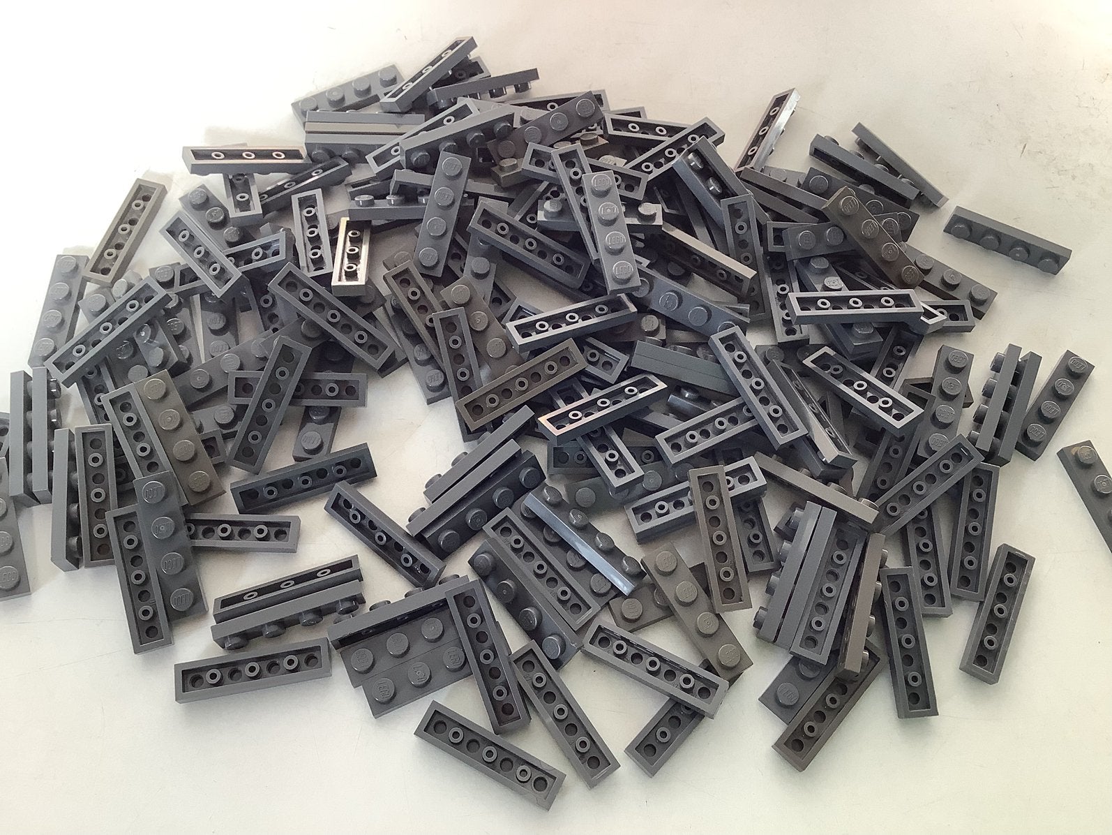 Lego plaat 1x4 donker grijs, Ophalen of Verzenden, Gebruikt, Losse stenen, Lego