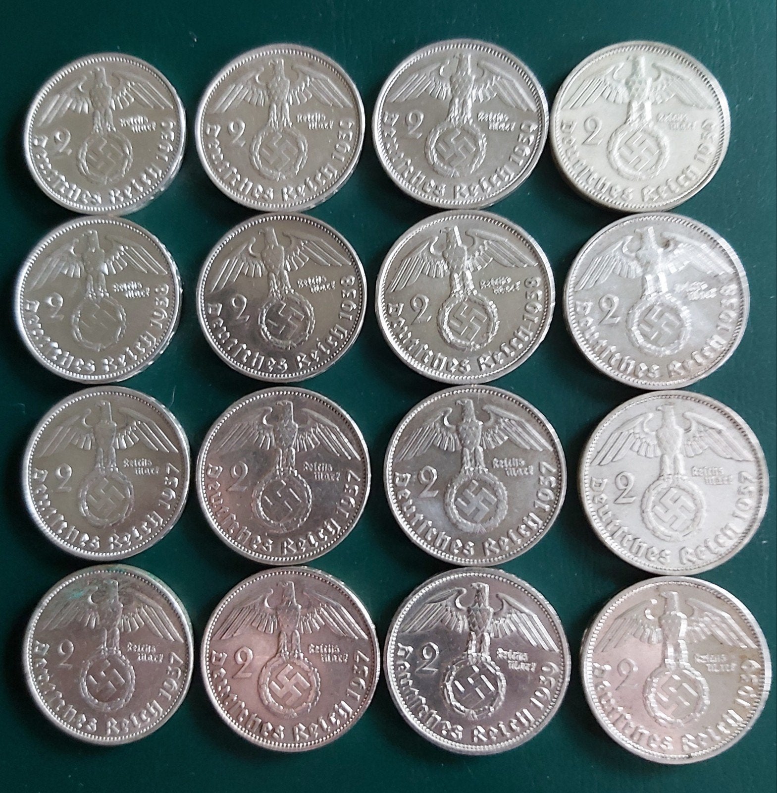 Duitse 2 Reichsmark munten, Postzegels en Munten, Ophalen of Verzenden, Duitsland, Setje, Zilver